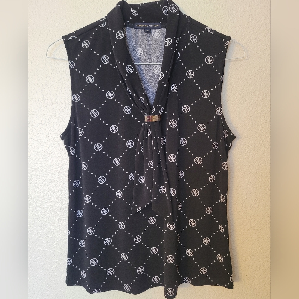 Sleeveless Blouse With Mock Scarf Tie L